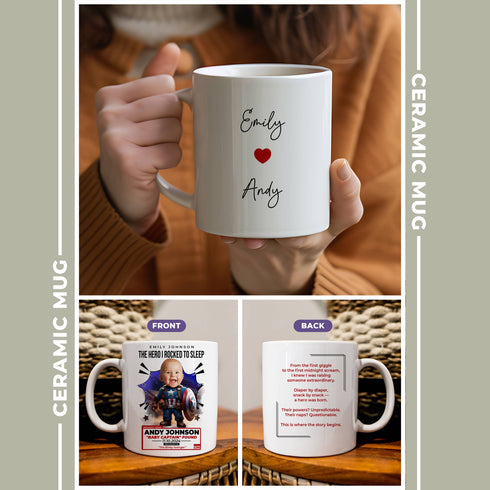 Personalized Baby Captain Mug – Custom Superhero Gift for Mom | Add Baby Photo, Name & Quote